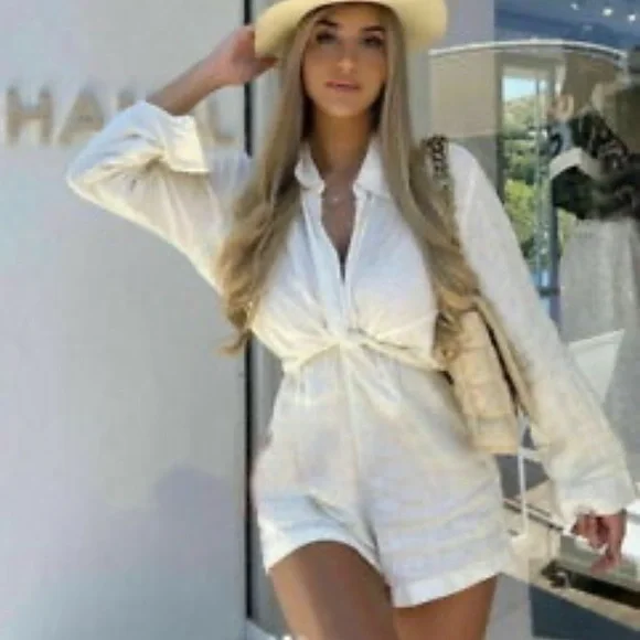 Zara Cream Tie-Front Jumpsuit